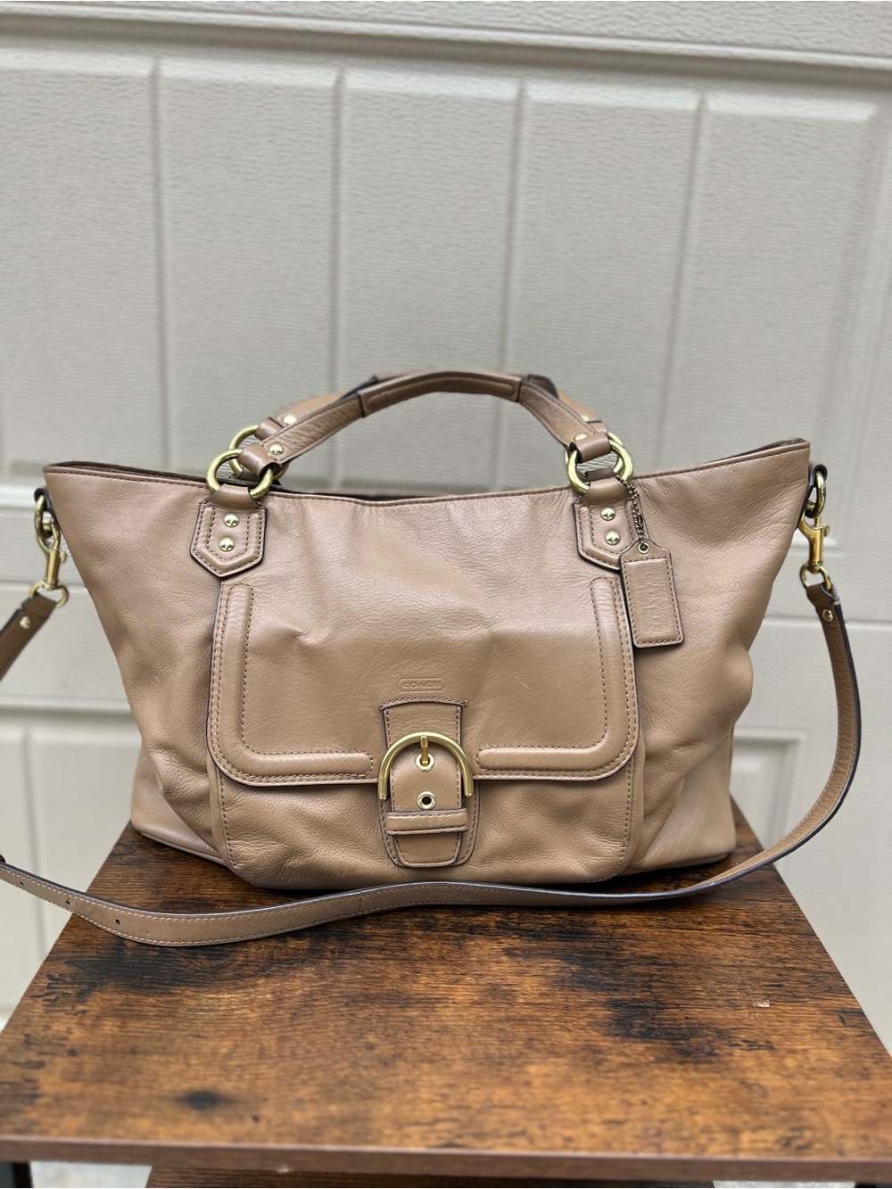 Coach Campbell Leather Belle Carryall Tote Bag